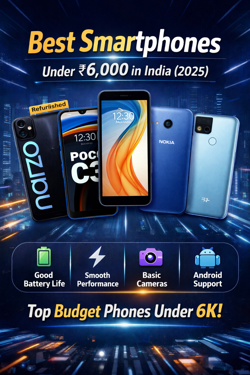Best Smartphones Under ₹6,000 in India (2025–26)