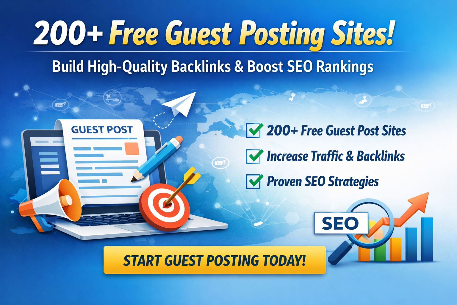 200+ Free Guest Posting Sites List 2026: Boost SEO, Traffic & Authority
